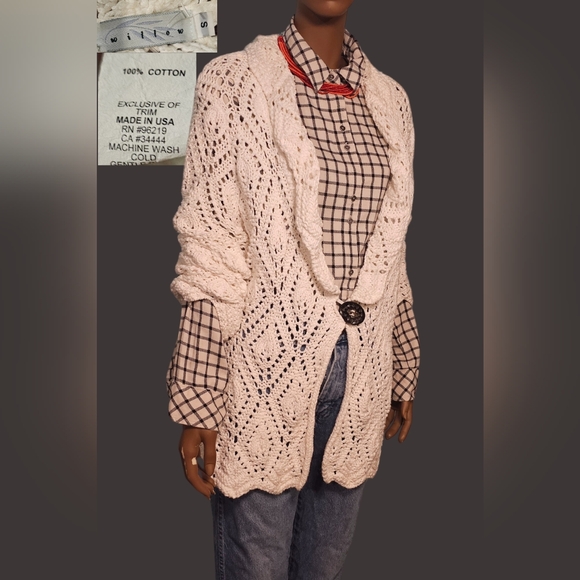 100% cotton vintage Cardigan Brand Willow With Cool Big Wooden Button - Picture 4 of 5